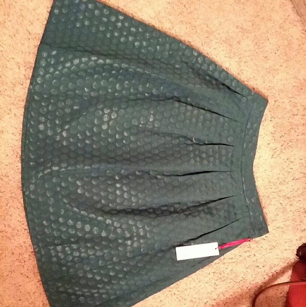 NWT Elle Teal Polka Dot Textured Flare Skirt, 8